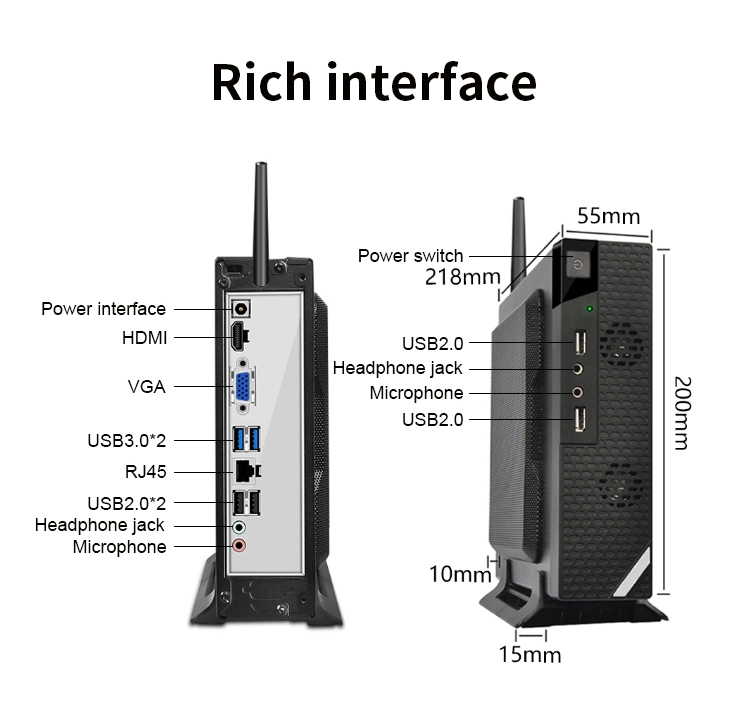 Mini Computers PC Supplier OEM Big Core I5 I7 Business Nuc Minipc Computer with VGA WiFi Antenna Built-in Horn Mini Desktop PC