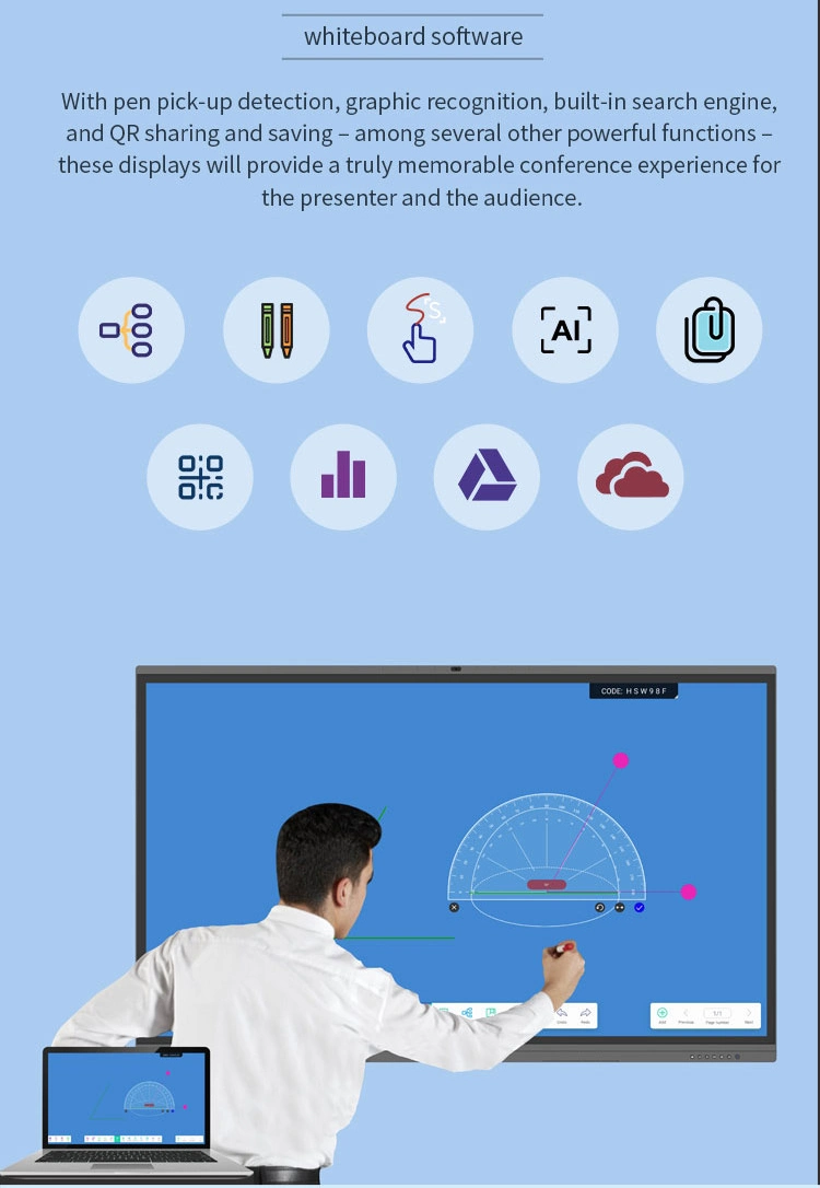 Ikinor OEM Pcap Touch Interactive Smart Board with Built in Computer 86 Inch Interactive Touch Screen