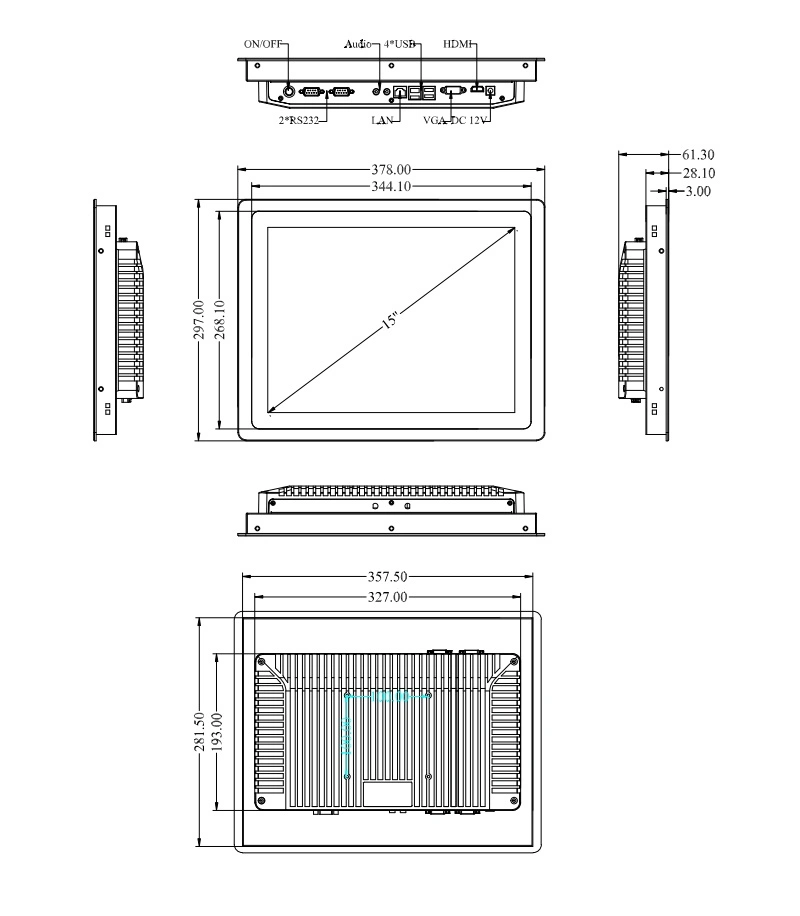 10% off Fanless Aluminum 15 Inch 1024X768 350 Nits All in One Touch Screen Industrial Panel PC for Industrial Automation Applications