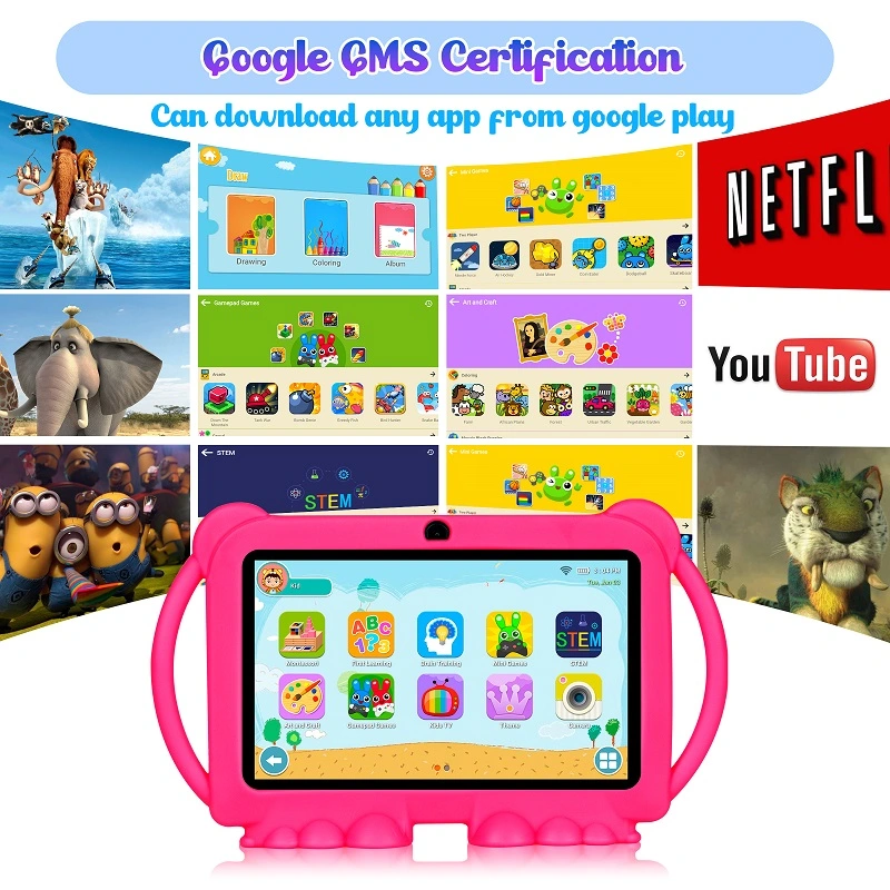 Children Learning Educational Tablet Allwinner A100 Kids Tablets 1024*600 Touch Screen 7 Inch Android 10 11