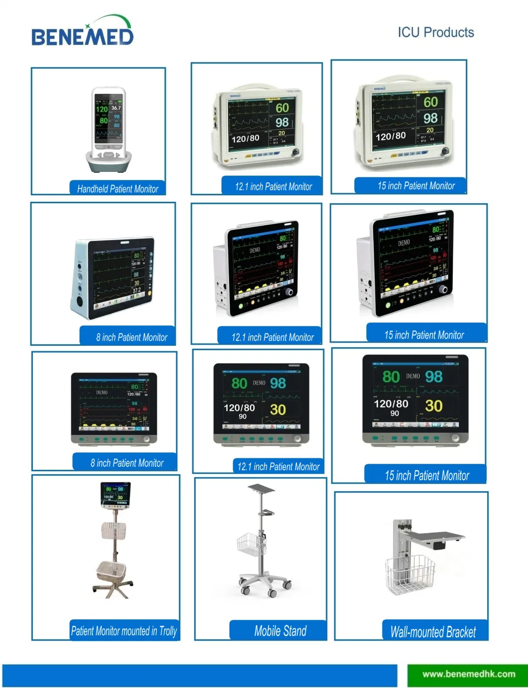 Portable NIBP SpO2 Medical Vital Signs Patient Monitor Bvm-8