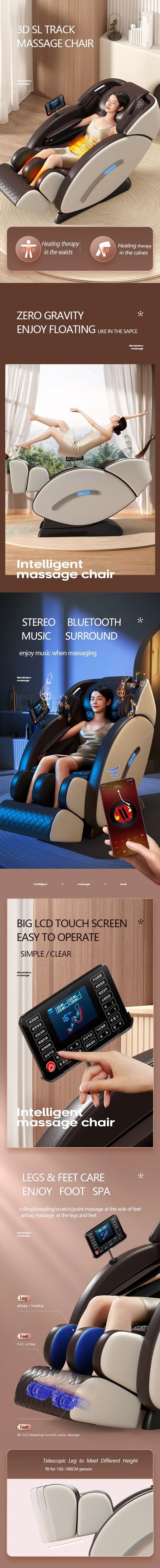Sauron T100 Luxury Zero Gravity SL Track 3D Full Body Airbag Massage Automatic Wireless