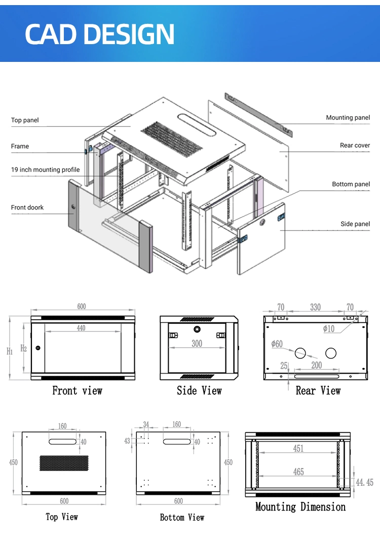 Best Quality China 6u 19&quot; Wall Mounted Network Cabinet for Home Office