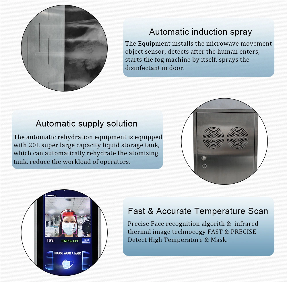 Intelligent Automatic Disinfection Booth Infrared Body Temperature Detection Sanitizing Tunnel Disinfection Gate