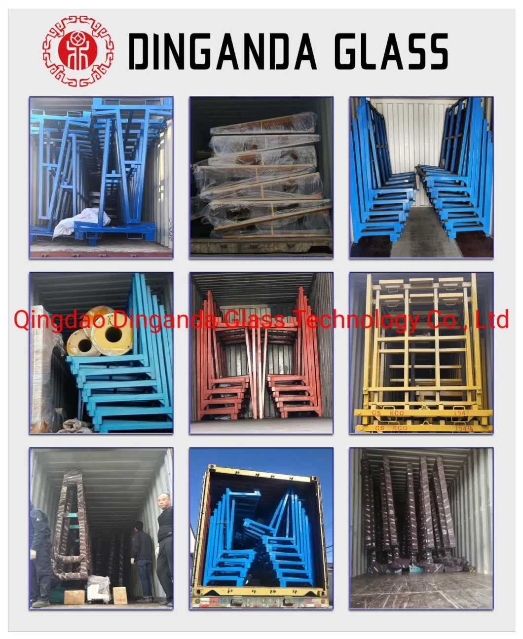 Dinganda Brand 950#L Rack Standard Size From Processing Glass Finished Glass Placement and Transport Forklift Pallet Crane Supporting Mode