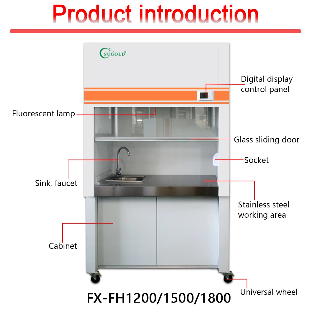 All Steel Gas Extractor Fume Hood with Cupboard for Chemistry