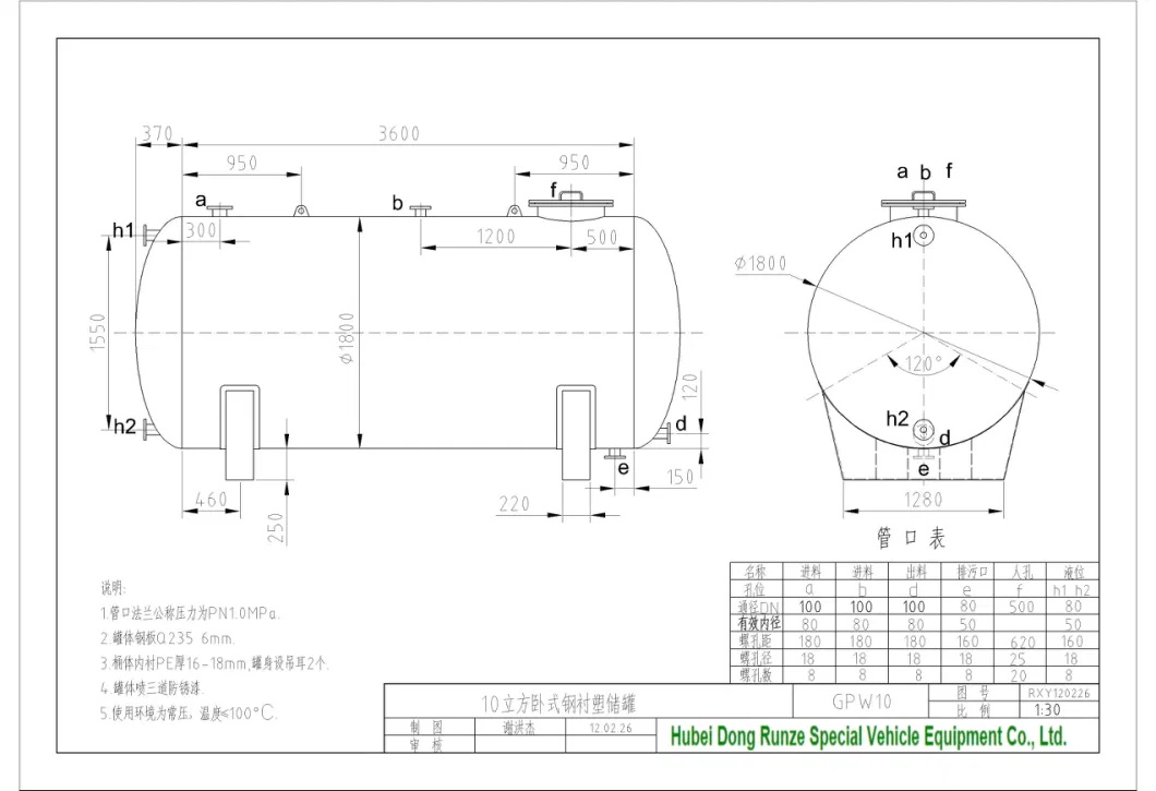 Chemical Storage Tank Customize 1000L -25000L (Vertical / Horizontal Acid Storage Tank Steel Lined LLDPE)