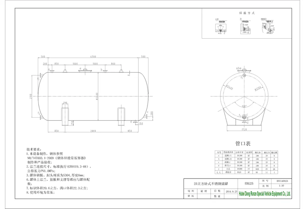 Chemical Storage Tank Customize 1000L -25000L (Vertical / Horizontal Acid Storage Tank Steel Lined LLDPE)