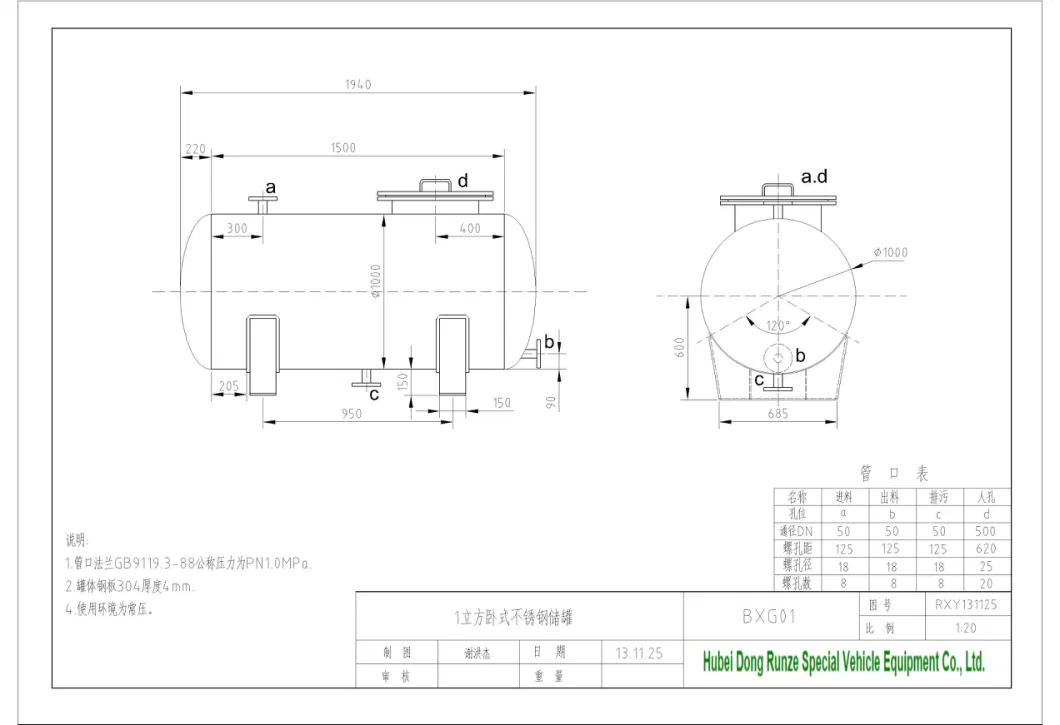 Chemical Storage Tank Customize 1000L -25000L (Vertical / Horizontal Acid Storage Tank Steel Lined LLDPE)