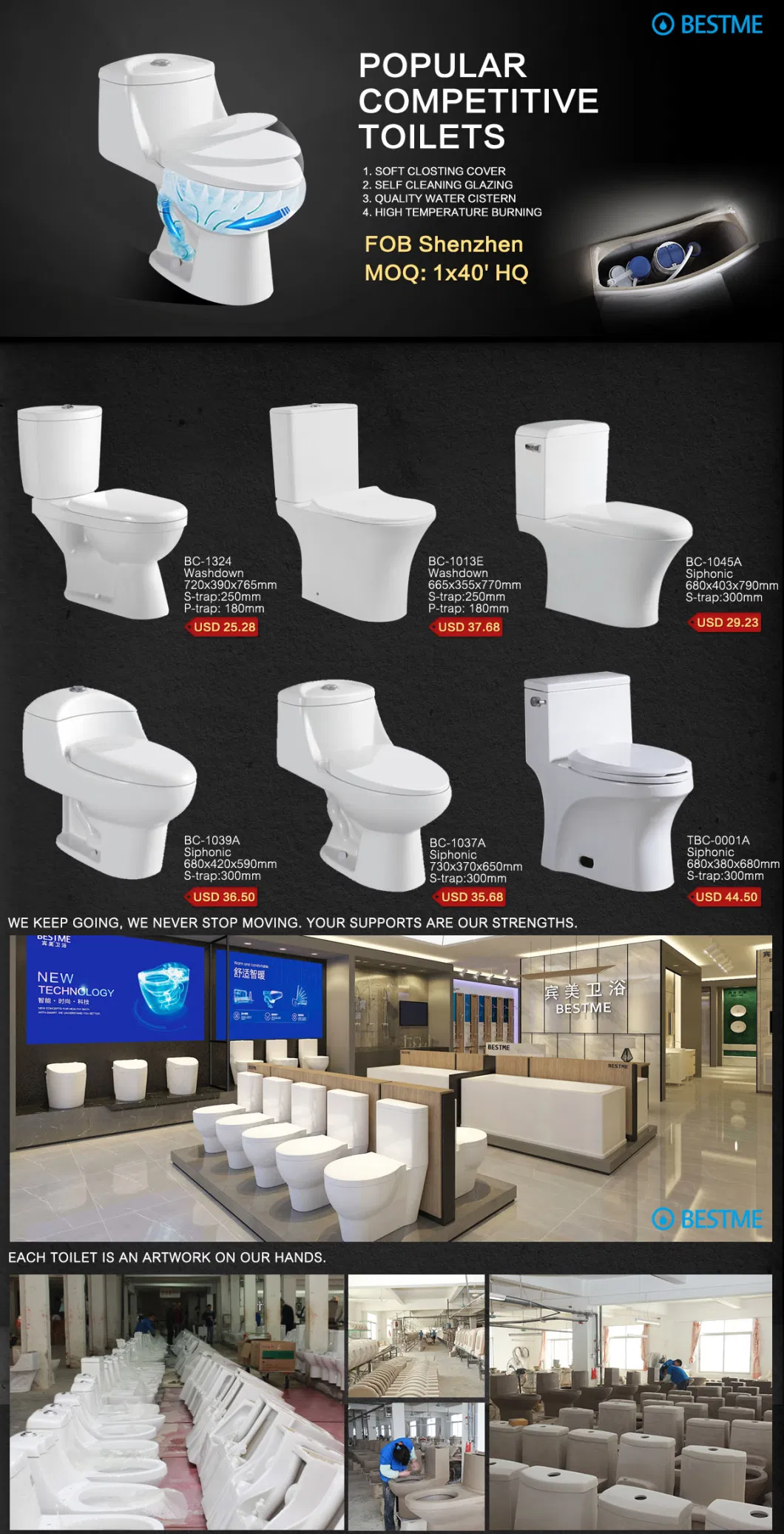 One Piece Single Flushing Siphonic Toilet Watersaving Water Tank (BA-2014)