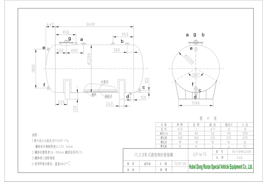 Chemical Storage Tank Customize 1000L -25000L (Vertical / Horizontal Acid Storage Tank Steel Lined LLDPE)