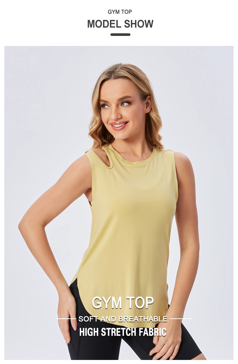 Wholesale OEM&ODM Quick Drying Curved Hem Women Tank Top