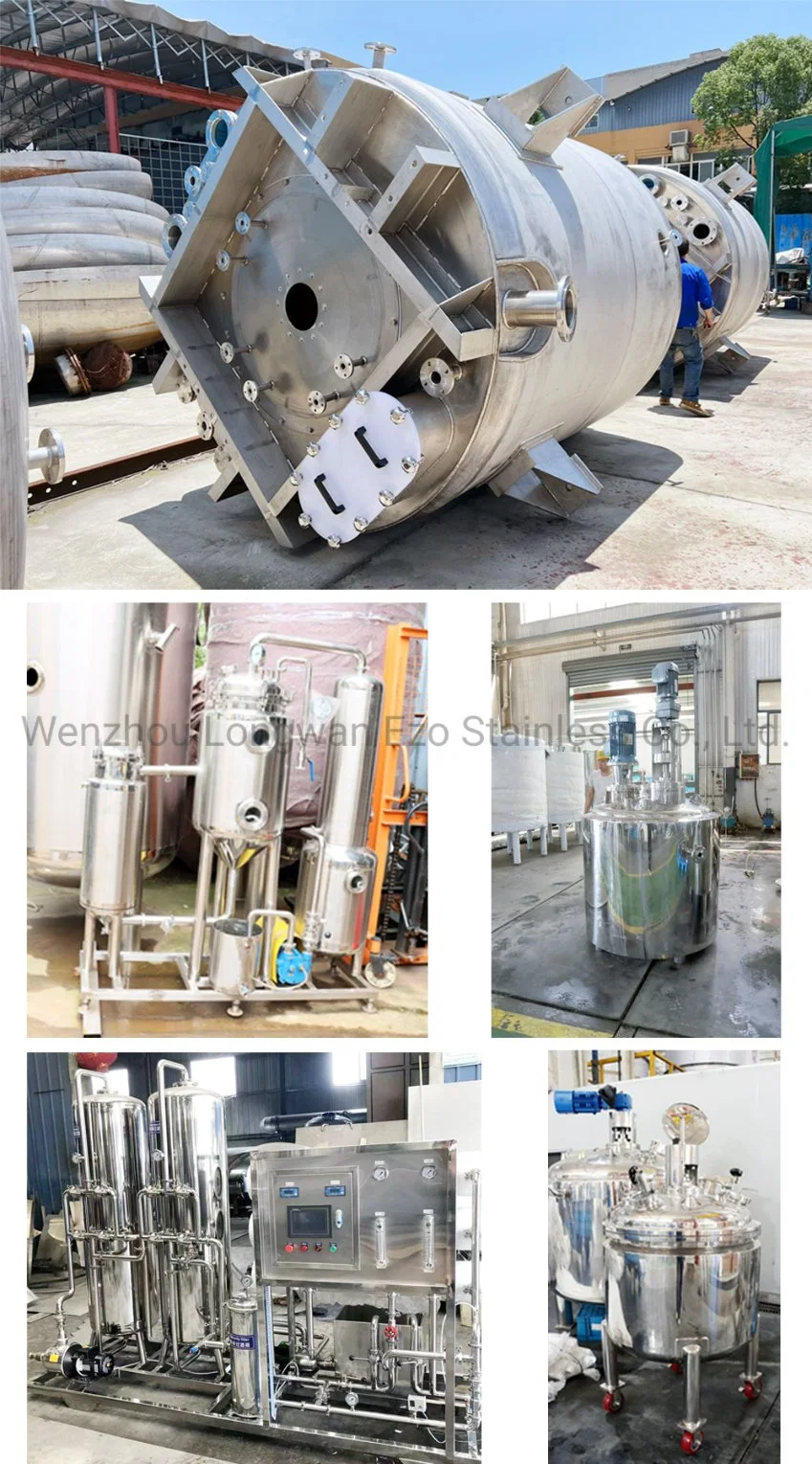 Stainless Steel Jacketed Milk Pressure Vessel Water Storage Mixing Homogenizing Pasteurizing Blender Reactor Buffer Mixer Cooling Melting Bulk Tank