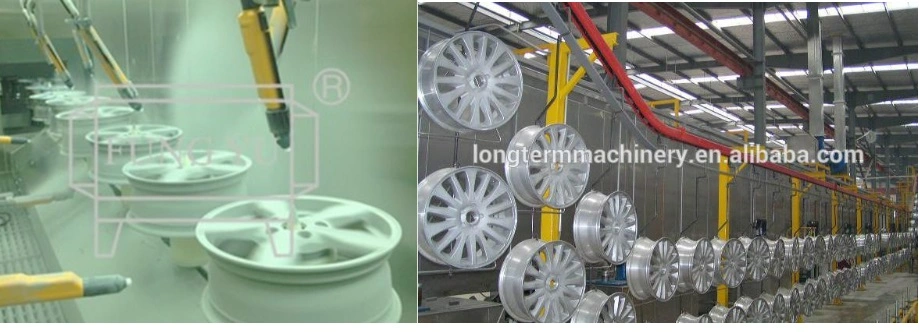 Automatic Powder Coating Line for Wheel Hubs, Electrostatic Powder Coating with Robot Transfer System^