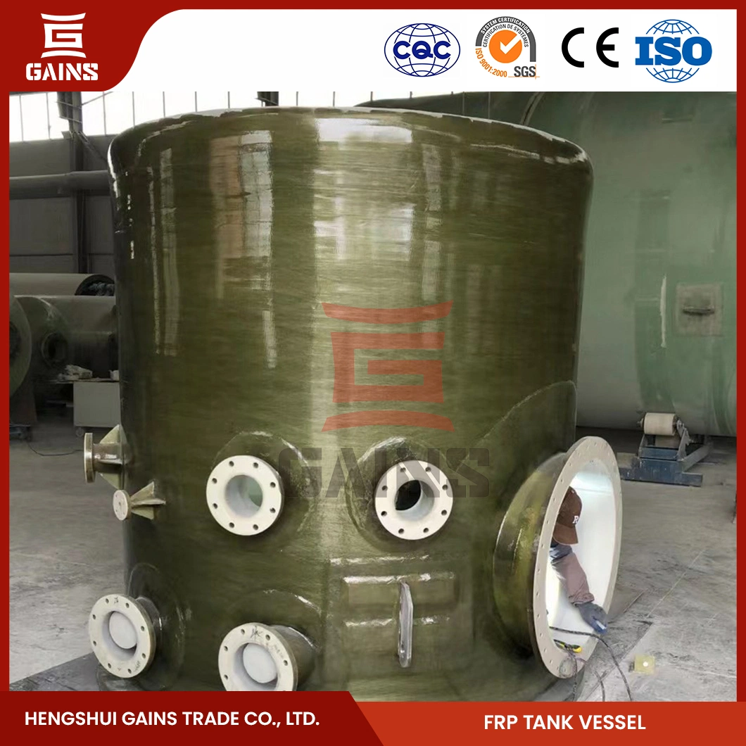 Gains FRP Solvent Storage Tank Suppliers 3072 FRP Vessel China Sulfuric Acid FRP Storage Tank