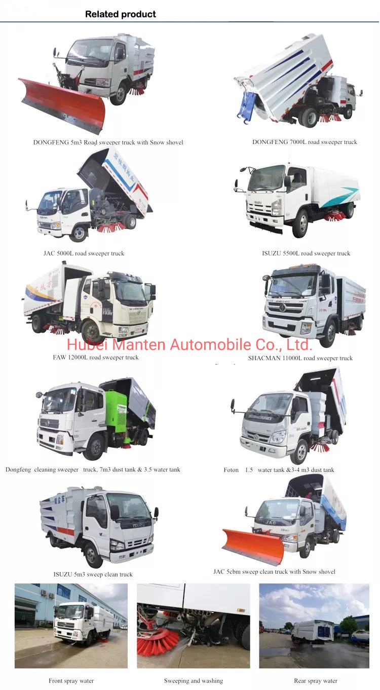 Isuzu Clean Car Sweeper Truck with 4 Brushes, 2.5m3 Dust Tank 5m3 Water Tanker Purple Color