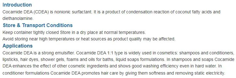 China Made Create Affluent Foam Cocamide Dea for Dishware Detergent and Liquid Soap