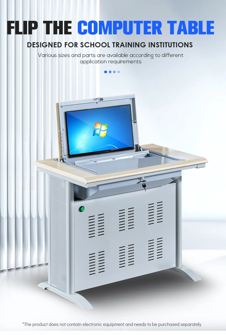 Multimedia Classroom Furniture Flip Computer Desk Flipper LCD Monitor Table Desk Safe