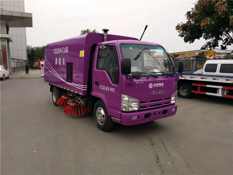 Isuzu Clean Car Sweeper Truck with 4 Brushes, 2.5m3 Dust Tank 5m3 Water Tanker Purple Color