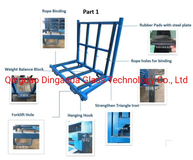 Dinganda Brand 950#L Rack Standard Size From Processing Glass Finished Glass Placement and Transport Forklift Pallet Crane Supporting Mode