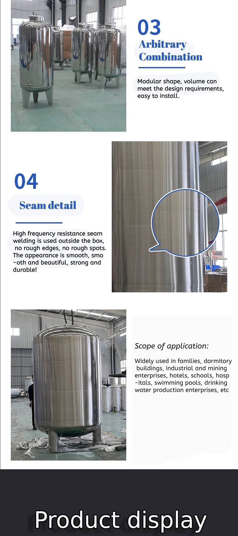 Top Quality 500L Aseptic Removable Anti-Corrosion Stainless Steel Storage Tank for Food Machinery
