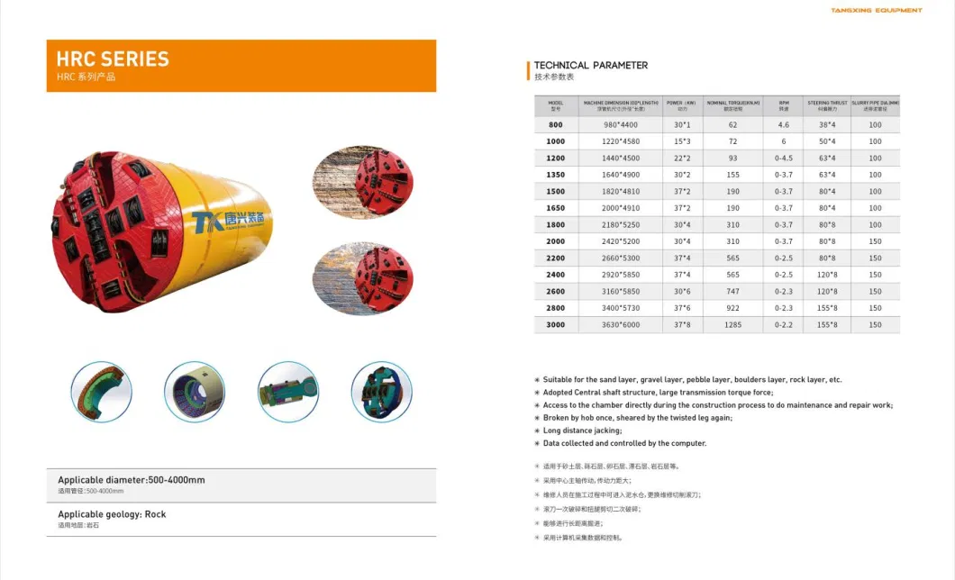 Tunnelling Boring Machine Super Large Diameter Pipe-Jacking System with Good Price