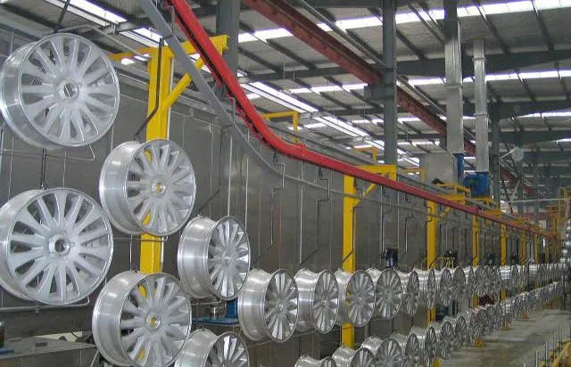 Automatic Powder Coating Line for Wheel Hubs, Electrostatic Powder Coating with Robot Transfer System^