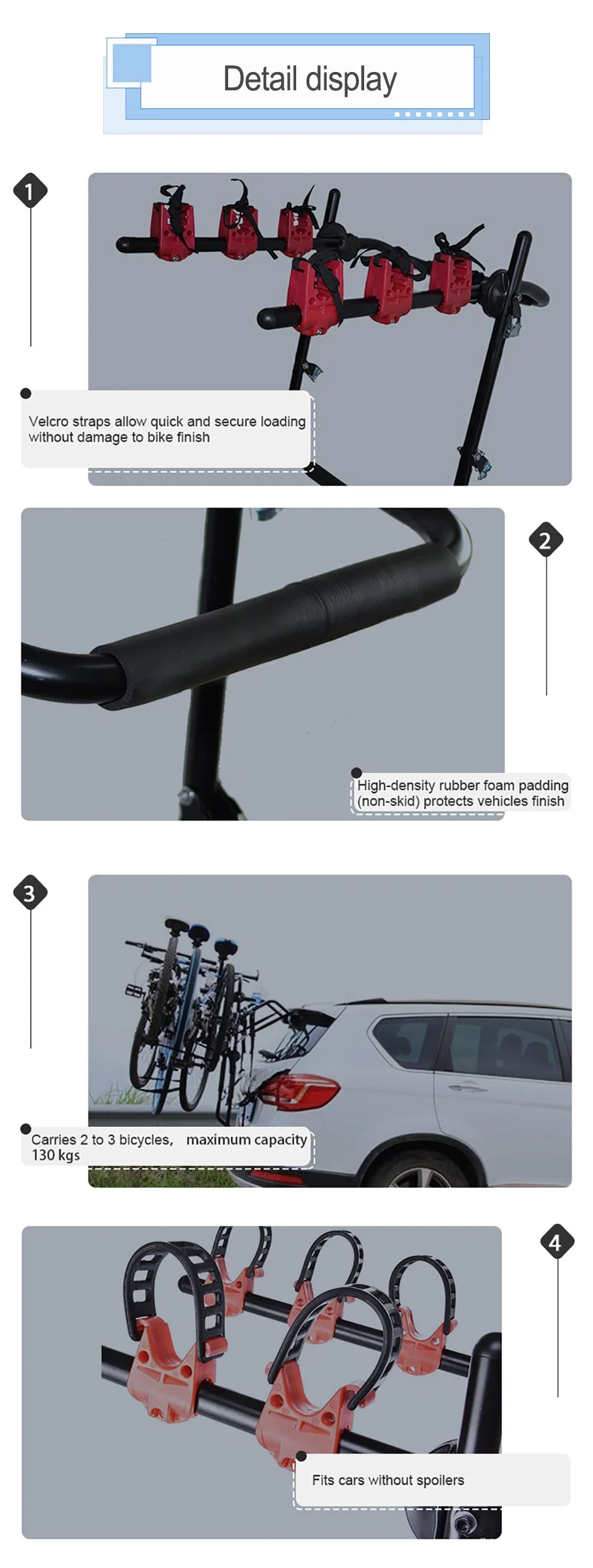 Hot Selling Customized Bicycle Carrier Bike Rack for Sedan SUV Bike Carrier