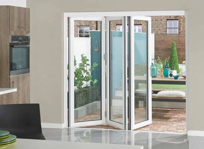 White Conch UPVC Profile Frame with Steel Inside High Quality Folding Door