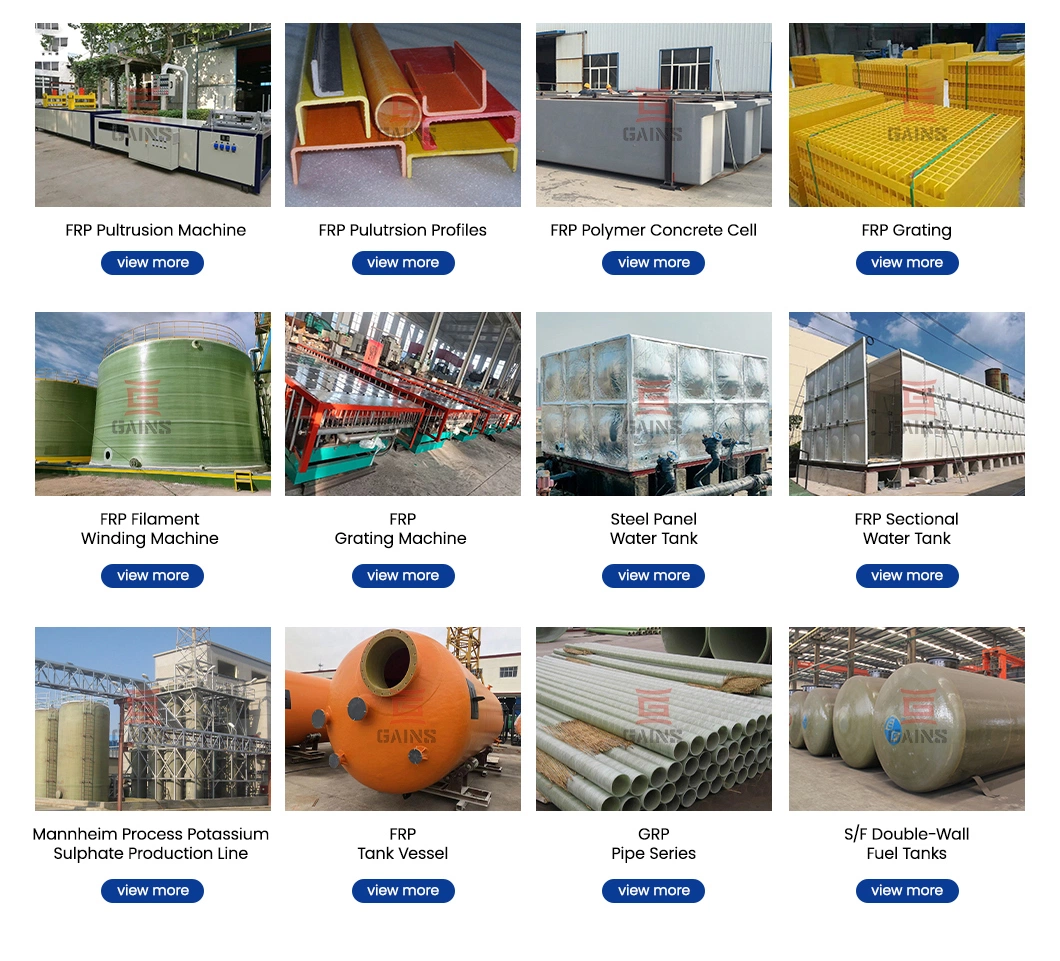 Gains FRP Calcium Chloride Storage Tanks Factory FRP Material Sulfuric Acid Storage Tank China Horizontal GRP/FRP Tank