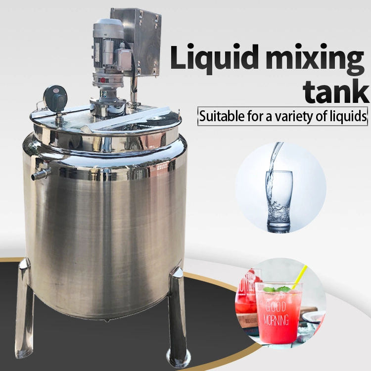 Stainless Steel Double Layer Liquid Mixing Tank Flat Cover Electric Heating Pre Mixing Tank Daily Chemical Products Liquid Mixing Tank