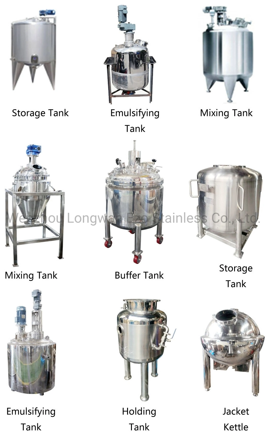 Stainless Steel Jacketed Milk Pressure Vessel Water Storage Mixing Homogenizing Pasteurizing Blender Reactor Buffer Mixer Cooling Melting Bulk Tank