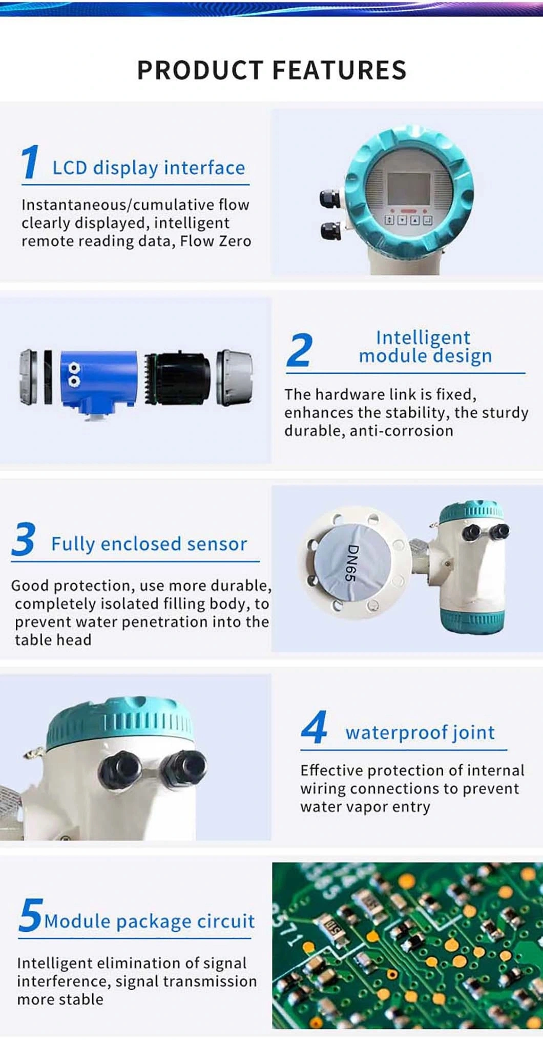 Liquid Electromagnetic Flow Transmitter for Process Water Tank GF_ Liquid Flow Meter