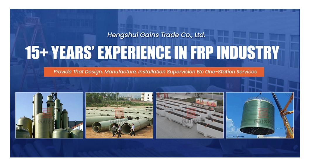 Gains FRP Calcium Chloride Storage Tanks Factory FRP Material Sulfuric Acid Storage Tank China Horizontal GRP/FRP Tank