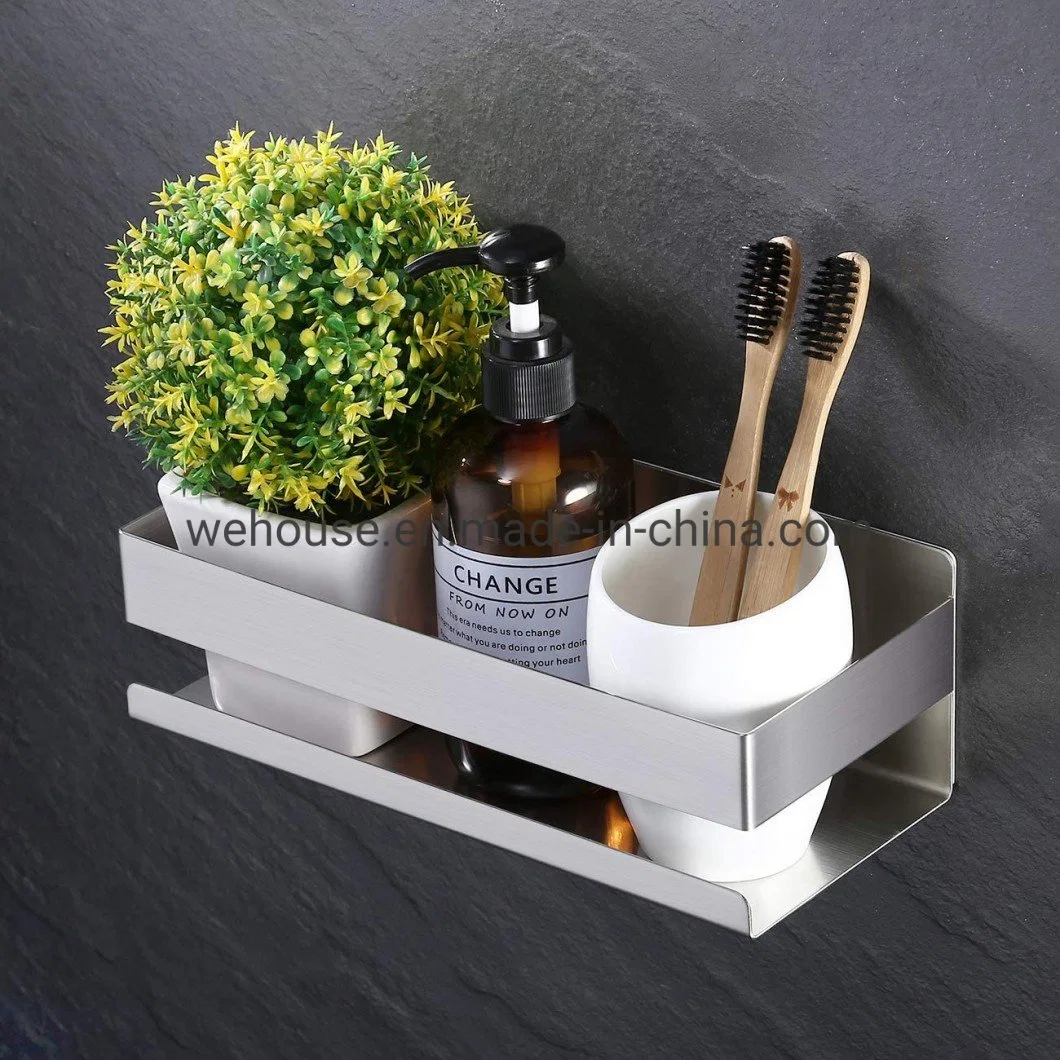 Floating Shelf Wall Mounted 23X9cm Shower Caddy Kitchen Bathroom Rack with Guard Towel Holder