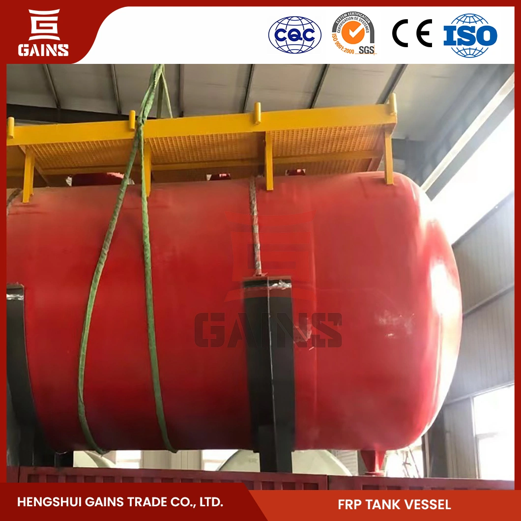 Gains FRP Calcium Chloride Storage Tanks Factory FRP Material Sulfuric Acid Storage Tank China Horizontal GRP/FRP Tank