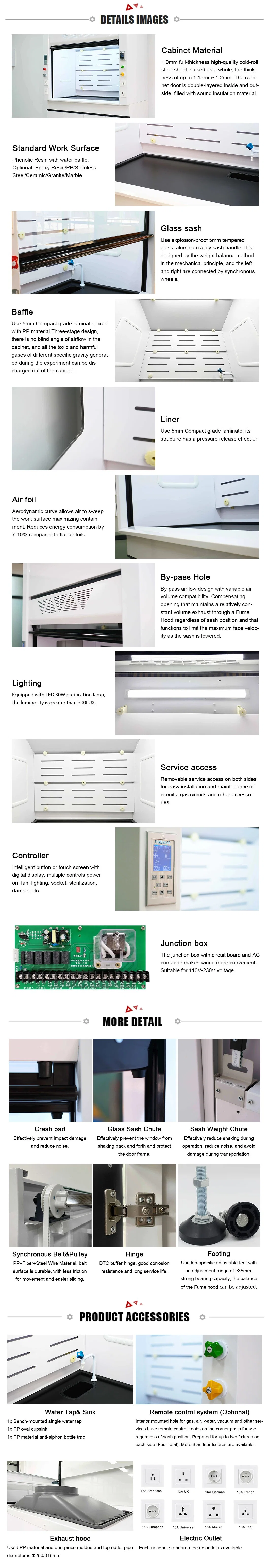 Hot Sell Chemical Steel Fume Hood with Sink and Gas