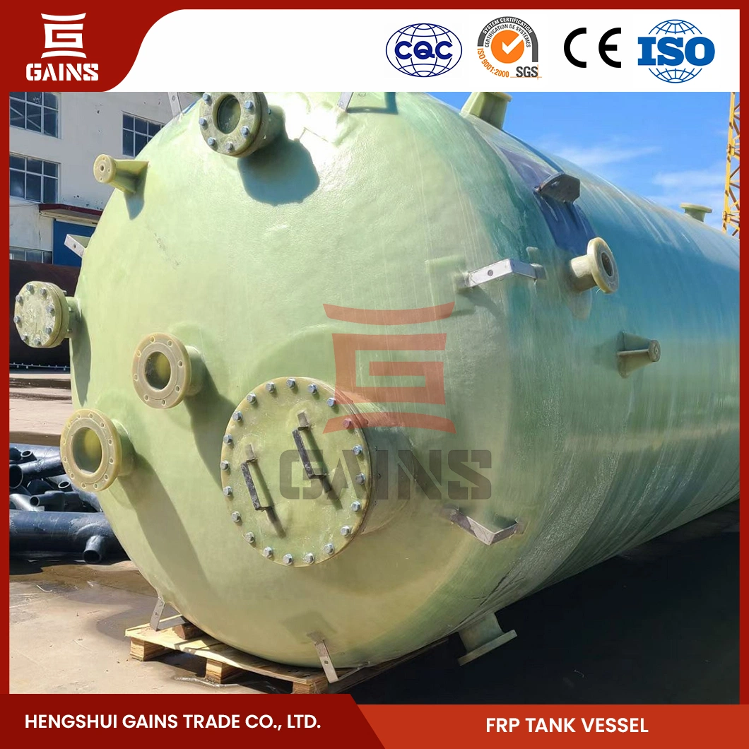 Gains FRP Calcium Chloride Storage Tanks Factory FRP Material Sulfuric Acid Storage Tank China Horizontal GRP/FRP Tank