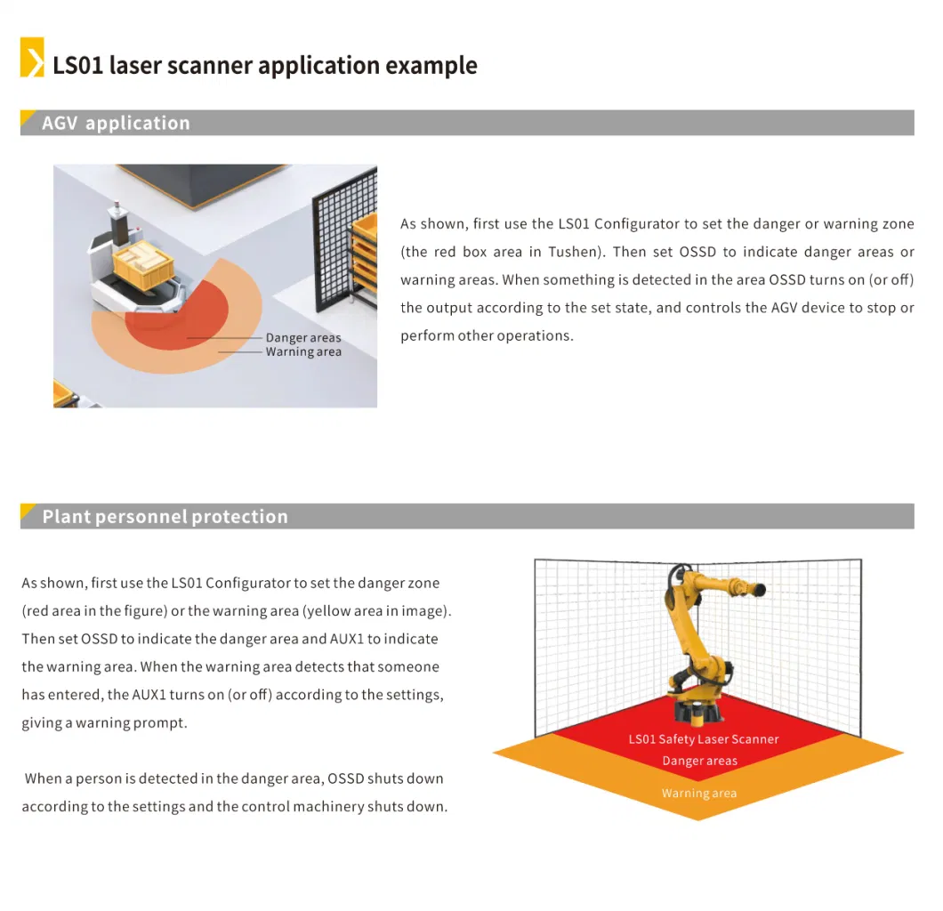 Laser scanner controls the AGV device to stop Infrared area detection,lidar sensor