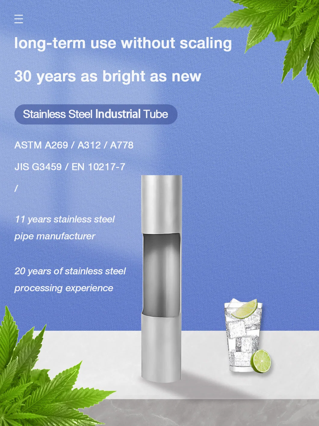 324mm Diameter Sch10 Sch10s 20FT Long Ss 304L Tubing