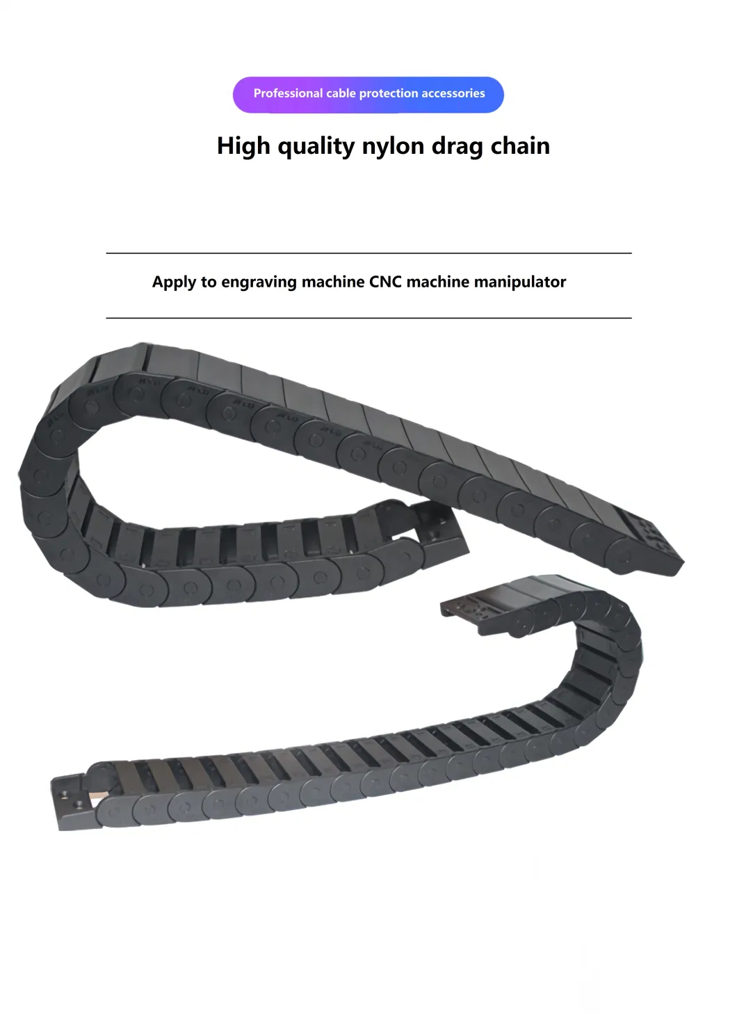15mm X 30mm Black Plastic Semi Closed Drag Chain