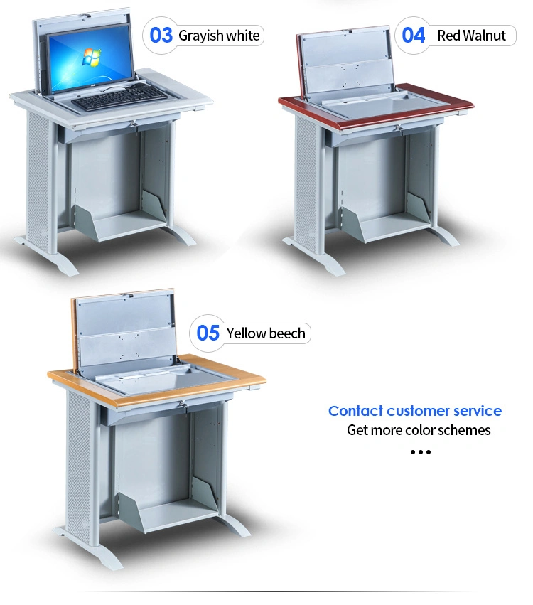Multimedia Classroom Furniture Flip Computer Desk Flipper LCD Monitor Table Desk Safe