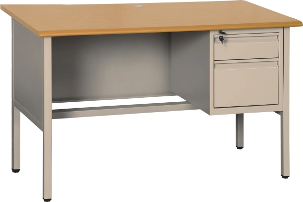 Metal Computer Table Staff Desk with 2 Drawer Cabinet Office Desk