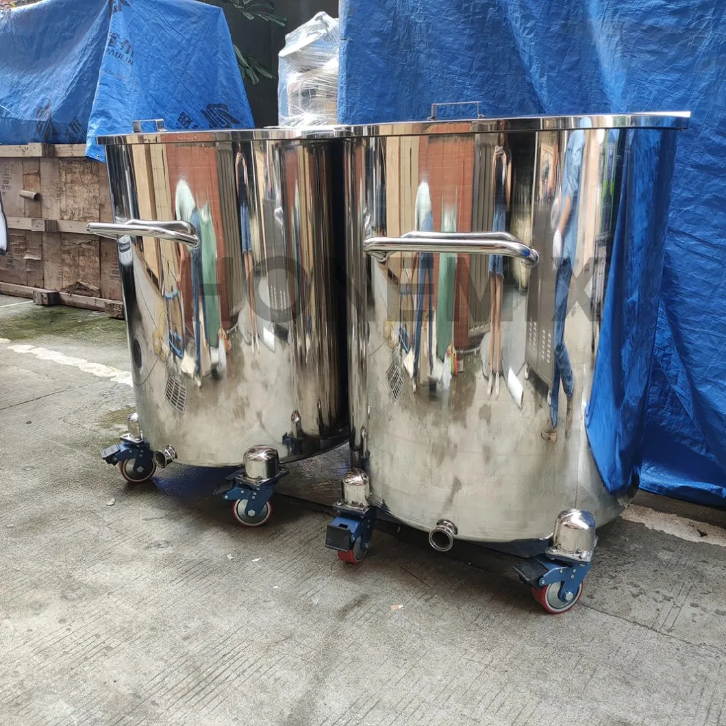GMP Standard SS316/SS304 Open Lid Storage Tank/Vessel Juice Milk Hand Soap Hinged Lid Storage Container/Bucket