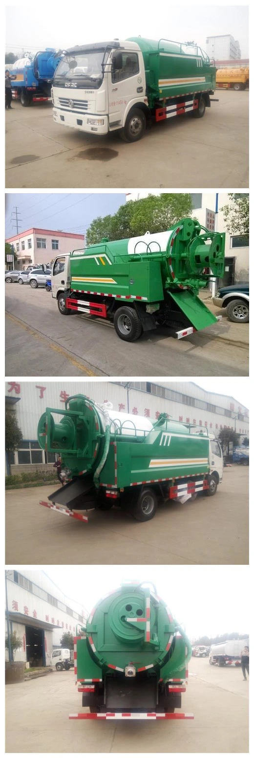 Dongfeng 8000L Jetting and Flushing Vacuum Truck 3000L Water Tank and 5000L Sewage Tank