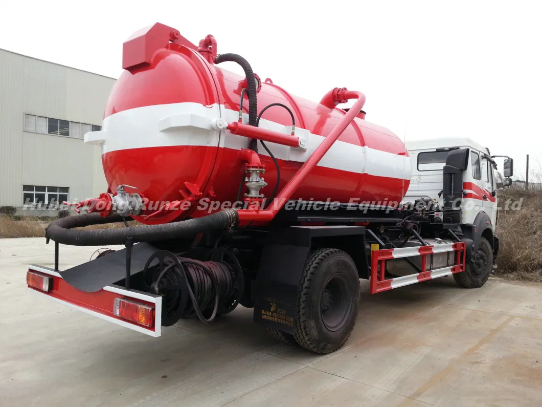 Beiben 1627 Vacuum Tanker Combined Sewer Jetting Tank a 6000ltrs of Solid Liquid Human Waste Tank Part B 4000litrs of Clean Water for Cleaning and Flushing