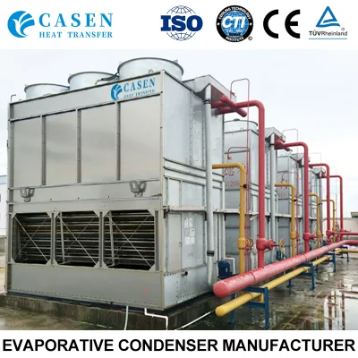 Square Condensador de evaporación de flujo transversal de alta eficiencia para el proceso de la cadena de frío refrigeración industrial