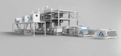 PLC, el motor, el cojinete, caja de velocidades, el motor Non-Woven Three-Beam Spunbond (SSS) Flujo de proceso