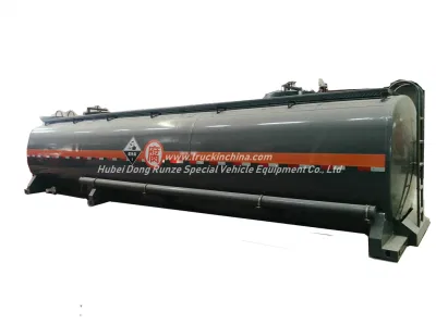 El ácido cianhídrico tanque montado en el envase remolque para el transporte por carretera 30Kl-40KL de HCl(máx. 35%), NaOH (máx. 50%), NaCLO (máx. 10%), H2SO4(60%) de acero forrado LDPE