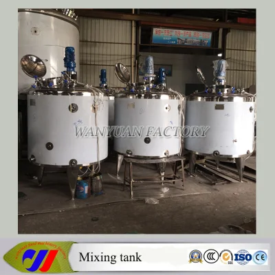 Mezclador de detergente de acero inoxidable para tanque de mezcla de líquidos de cocción con calefacción.